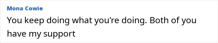 Comment from Mona Cowie showing support for Greta Thunberg's singer sister after backlash and name change discovery.