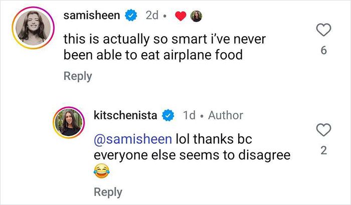 Instagram comments showing a plane passenger praised for making a salad mid-flight amid mixed reactions. Instagram comments showing a plane passenger praised for making a salad mid-flight amid mixed reactions.