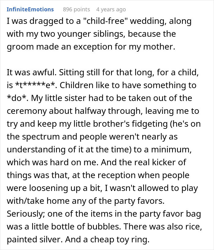 Guest shares experience at a child-free wedding where bride replaces kids with pets, causing parents to freak out.