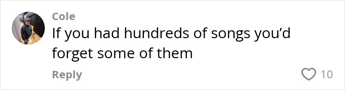 Comment by Cole on social media about a country star abruptly stopping mid-concert after forgetting lyrics.