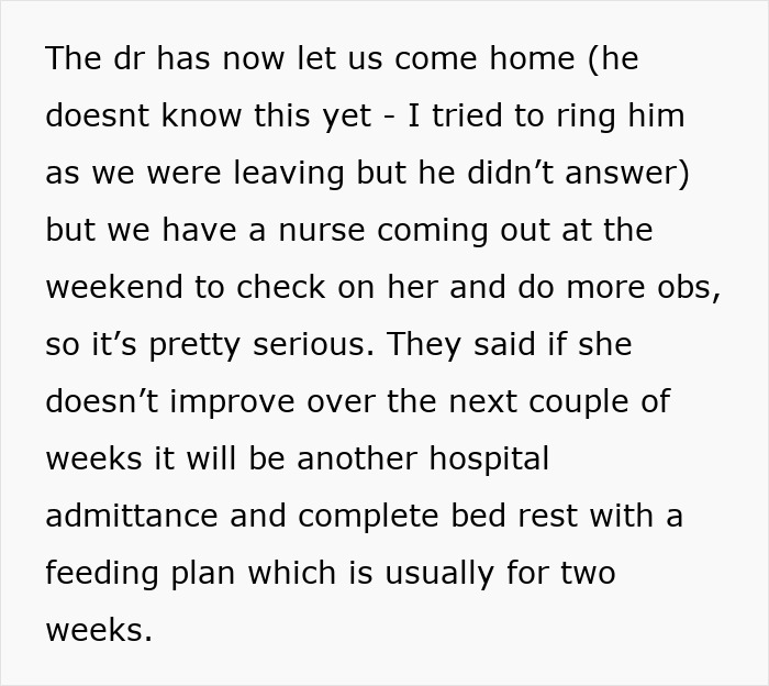 Text message explaining a sick daughter&rsquo;s hospital discharge plan and concerns about her condition worsening.