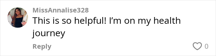 Comment by MissAnnalise328 expressing positivity about her health journey and motivation to lose weight.