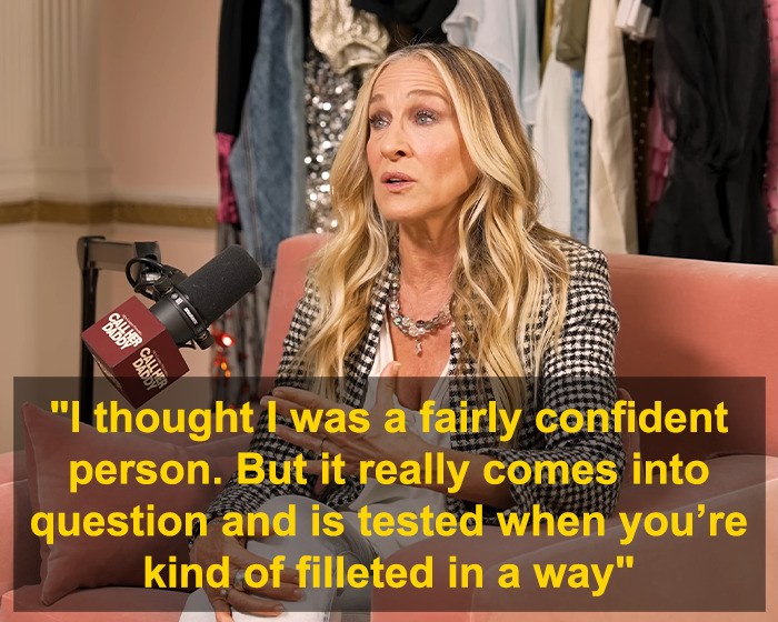 90s star speaking during podcast, sharing experiences filming TV show that made her a fashion icon.