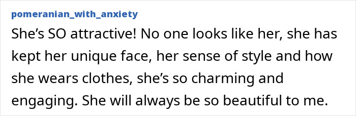 Comment praising 90s star's unique style and fashion sense that made her a lasting icon despite harsh filming reviews.