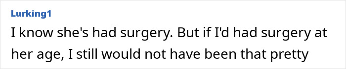 Comment discussing surgery and appearance, referencing Kylie Jenner's breast job and size being too big for her frame.