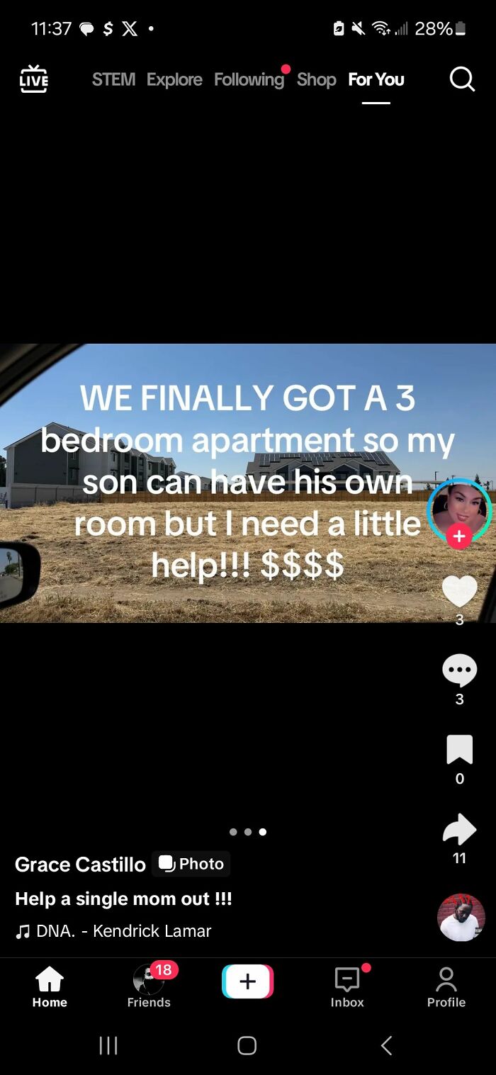 Single mom asking for financial help after getting a 3 bedroom apartment for her son in an entitled single moms post.