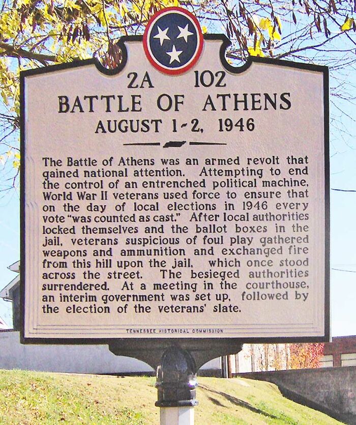 Historical marker detailing the Battle of Athens, one of the historical events that don’t get enough attention.