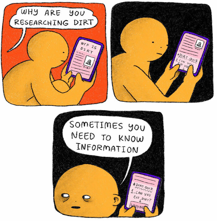 Comic featuring a strange little creature curious about dirt, highlighting quirky moments from comics with weirdly understood creatures.