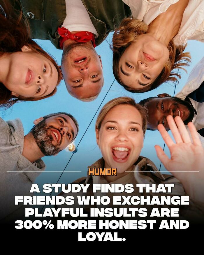 Group of diverse friends smiling and laughing outdoors, sharing playful insults, illustrating facts satisfying craving for knowledge.