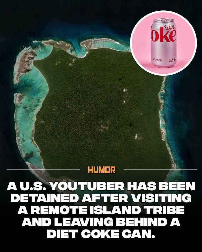 A remote island and a Diet Coke can, illustrating unusual facts to satiate brain cravings for new knowledge.