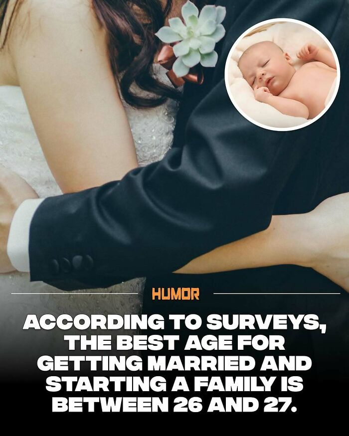 Couple embracing with text about the best age for marriage and family, sharing interesting facts to satiate knowledge cravings.