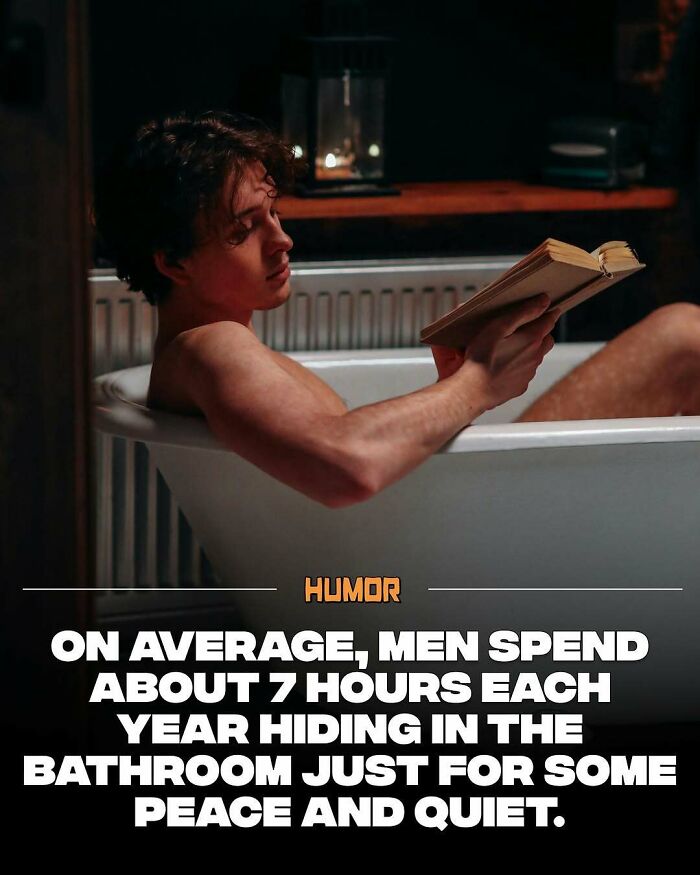 Man reading a book in a bathtub, illustrating facts to satisfy brain craving new knowledge and seeking peace and quiet.