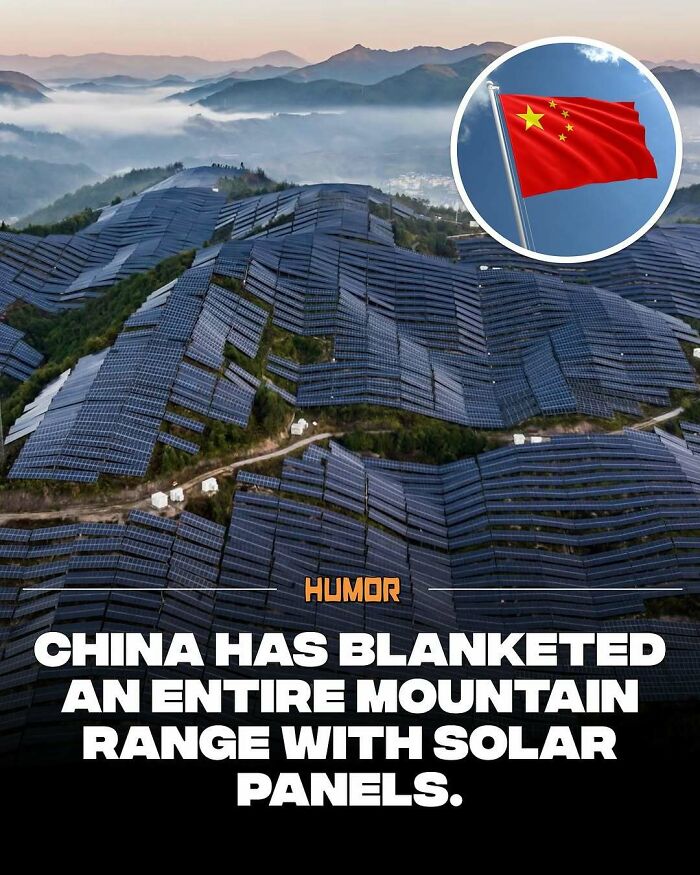 A mountain range covered with solar panels under misty skies illustrating facts about new knowledge and solar energy.