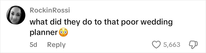 Screenshot of a social media comment expressing sympathy for a wedding planner amid date changed last minute wedding shaming.