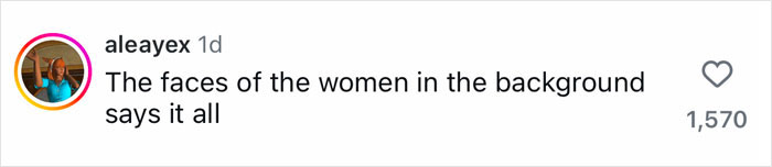 Social media comment highlighting the uncomfortable expressions of staffers photobombing Lauren S&aacute;nchez&rsquo;s bridal photos.