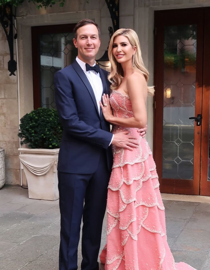 Ivanka Trump and husband dressed formally, possibly revealing Jeff Bezos' secret $48M wedding location in a photo. Ivanka Trump and husband dressed formally, possibly revealing Jeff Bezos' secret $48M wedding location in a photo.