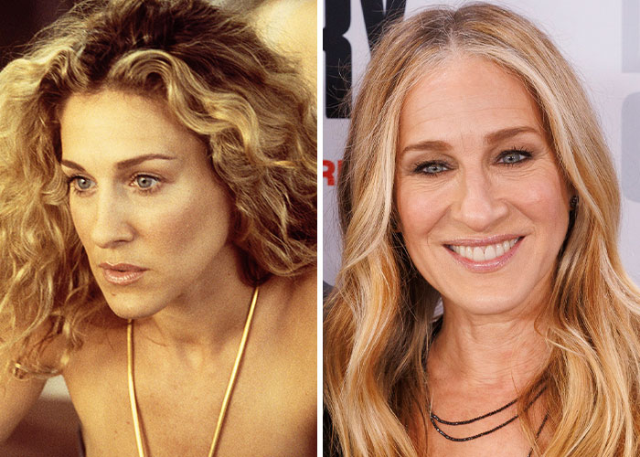 Actriz con peculiares rasgos únicos, mostrando confianza y naturalidad en dos momentos diferentes de su vida.