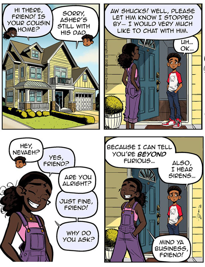 Heartfelt webcomic scenes showing teen friendships and relationships through casual, emotional conversations by this artist.