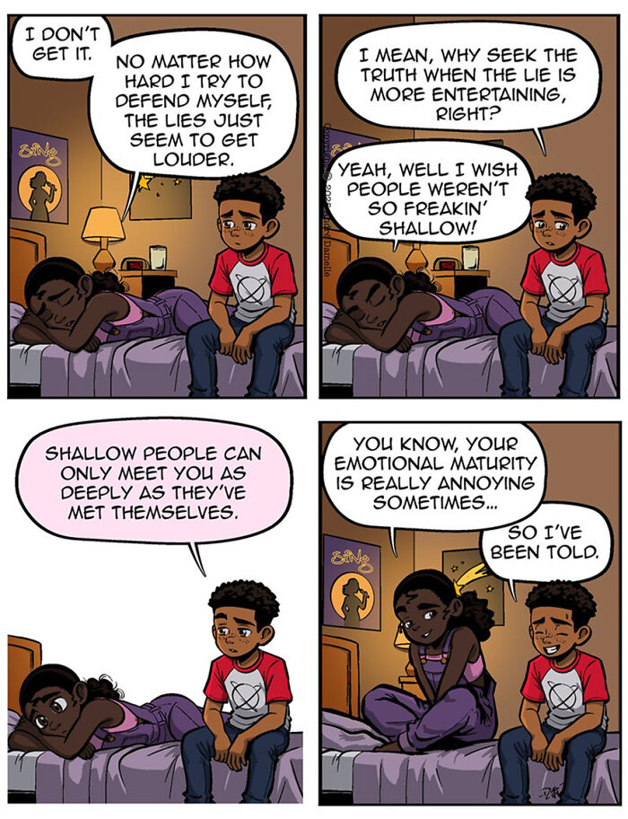 Teen relationships and friendships depicted in heartfelt webcomic featuring two characters discussing emotional maturity.