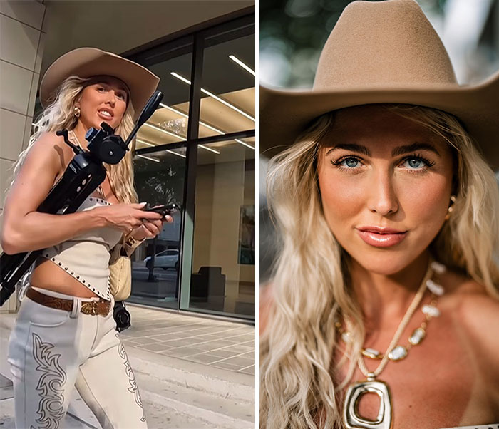 Woman in a cowboy hat captured candidly and in a stunning portrait by photographer moments before capturing strangers' reactions