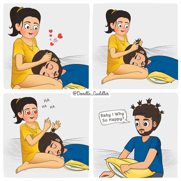 Couple sharing a sweet moment with doodle cuddles comic, capturing everyday love and playful couple life.