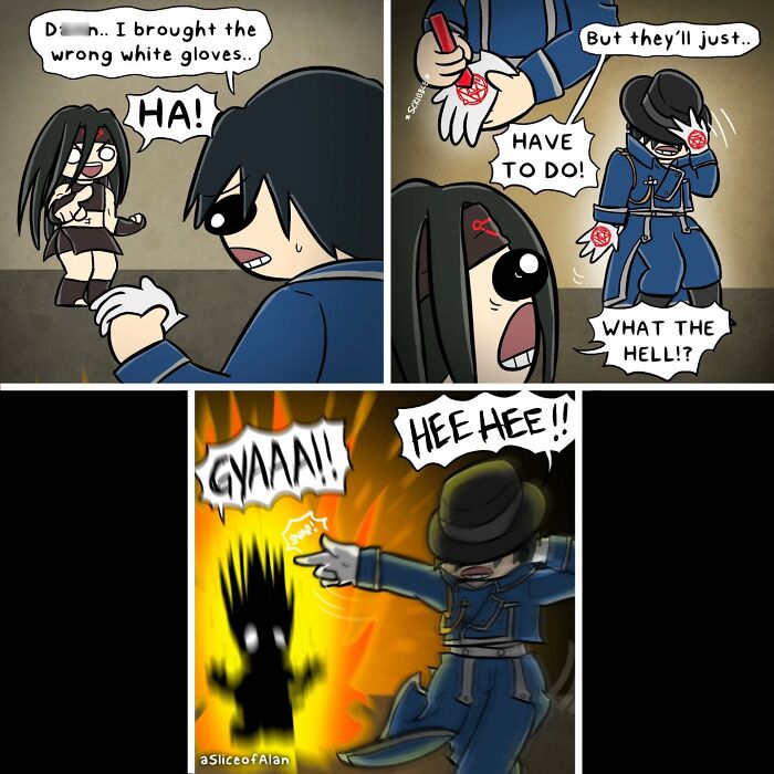 Comic panels from a slice of Alan featuring bizarre adult-oriented humor with characters in a dark, exaggerated cartoon style.