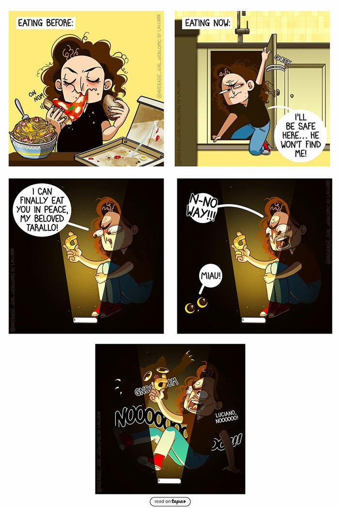 Comic illustration showing an artist humorously depicting everyday life and relationships through funny situations.