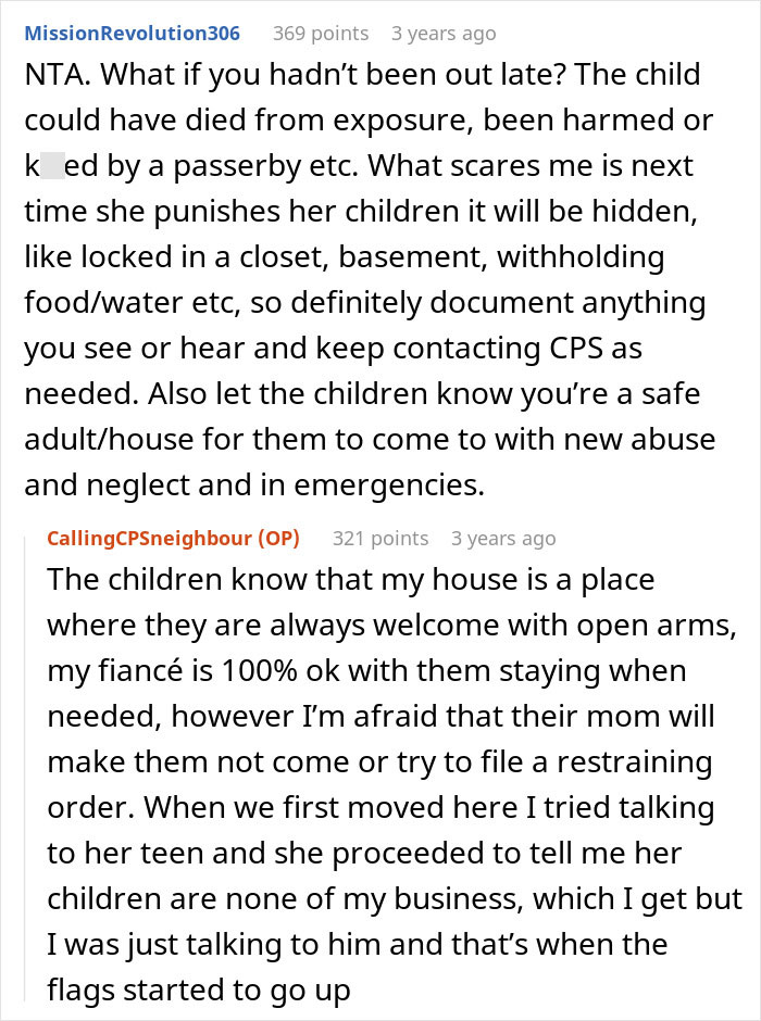 Online discussion about mom throwing kid out on cold Christmas night for not making bed, neighbors contacting CPS with concerns. Online discussion about mom throwing kid out on cold Christmas night for not making bed, neighbors contacting CPS with concerns.