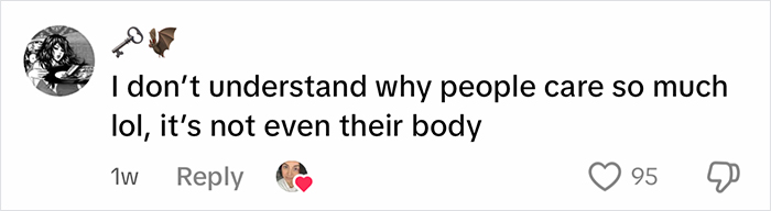 Comment about body image and weight loss shared online, highlighting opinions on woman losing 160 pounds using Ozempic. Comment about body image and weight loss shared online, highlighting opinions on woman losing 160 pounds using Ozempic.