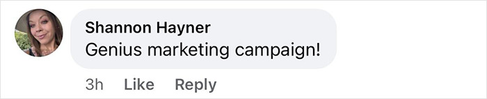 Comment by Shannon Hayner praising a genius marketing campaign related to Ozempic side effects on men's privates.