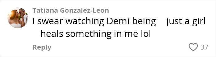 Comment by Tatiana Gonzalez-Leon praising Demi Lovato’s impact, mentioning Demi Lovato and Kim Kardashian bikini-clad figure. Comment by Tatiana Gonzalez-Leon praising Demi Lovato’s impact, mentioning Demi Lovato and Kim Kardashian bikini-clad figure.