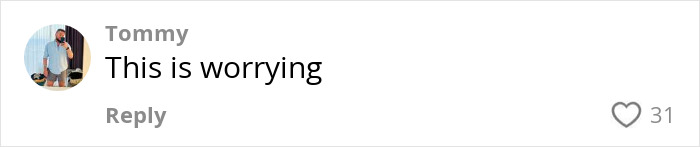 Comment by Tommy saying This is worrying with 31 likes on a social media post about Americans eating with cutlery.