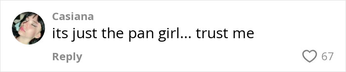 Comment on social media post reading its just the pan girl trust me, expressing opinion on bizarre egg frying technique controversy. Comment on social media post reading its just the pan girl trust me, expressing opinion on bizarre egg frying technique controversy.