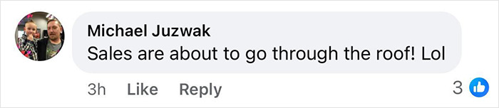 Facebook comment from Michael Juzwak saying sales are about to go through the roof, related to Ozempic side effects discussion.