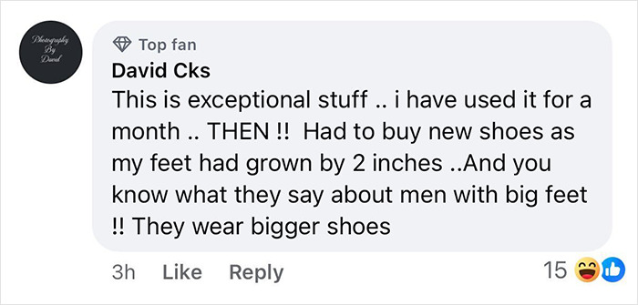 Comment from David Cks describing unusual side effects of Ozempic, mentioning feet growth linked to men's size changes.