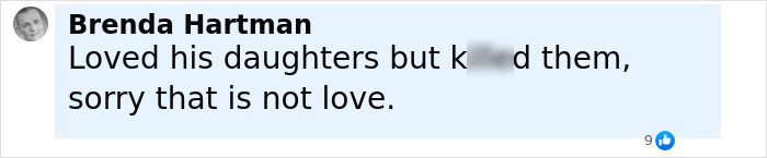 Screenshot of a comment by Brenda Hartman about Travis Decker&rsquo;s neighbor recalling a weird encounter before three girls were found lifeless.