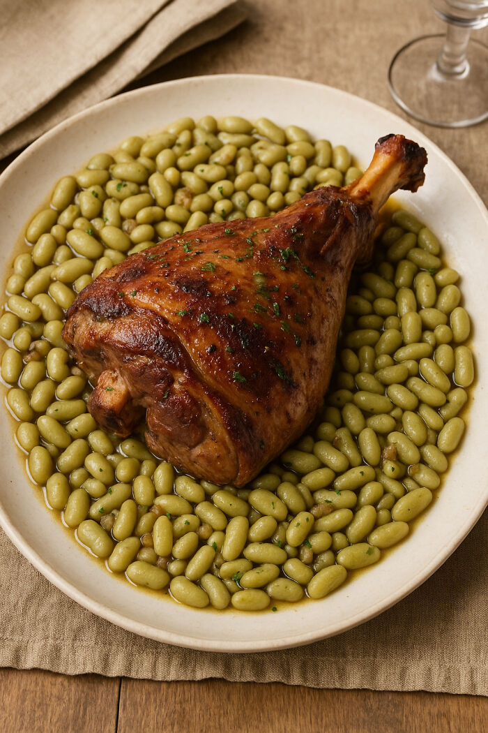 Roast Leg Of Lamb With Flageolet Beans, Made By My Mom