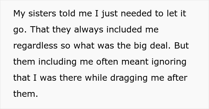 Text about family favors the matching triplets and ignoring the other sibling, describing feelings of exclusion and being called silly.