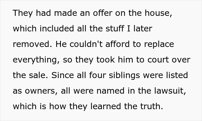Text excerpt discussing a court case involving a landlord and siblings listed as owners in a lawsuit.