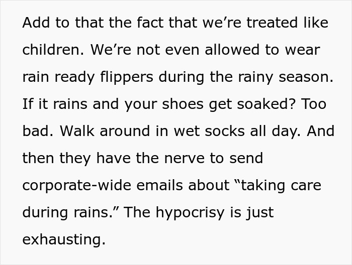 Text excerpt describing employee frustration over unfair treatment, highlighting themes of employee sabotage and workplace inequality. Text excerpt describing employee frustration over unfair treatment, highlighting themes of employee sabotage and workplace inequality.