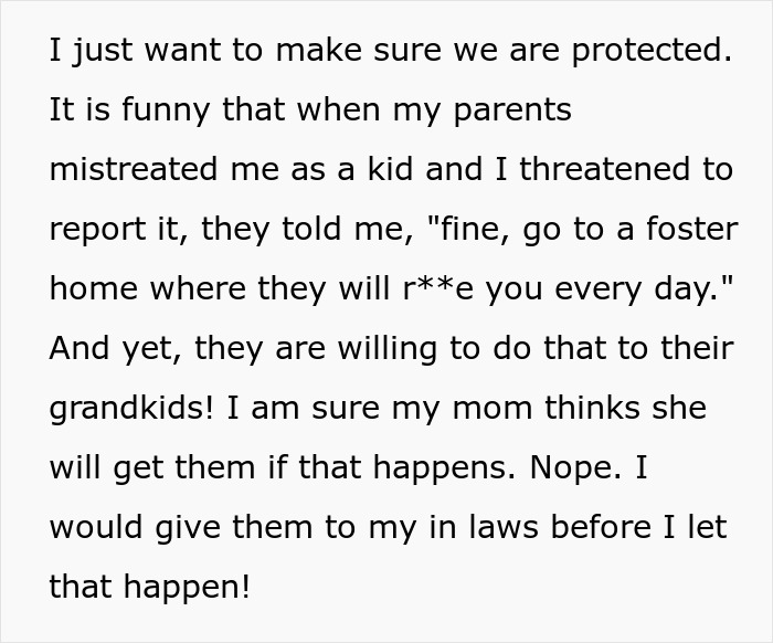 Text excerpt showing a woman explaining her anger towards her mom threatening to call CPS and past child mistreatment. Text excerpt showing a woman explaining her anger towards her mom threatening to call CPS and past child mistreatment.