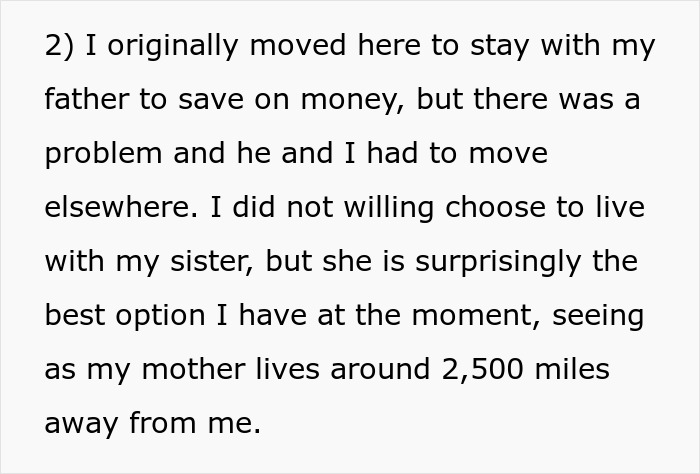 Text excerpt discussing moving to live with a sister and family challenges related to babysitting and support.