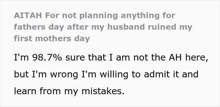 Man skips wife&rsquo;s first Mother&rsquo;s Day celebration to spend time with his mom, causing hurt and family tension.