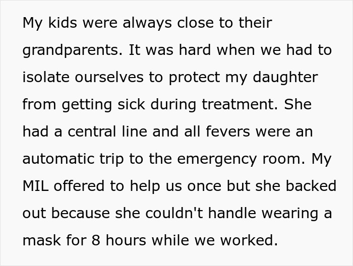 Alt text: Woman gets bashed for cutting contact with in-laws who avoided visiting their dying granddaughter during treatment.