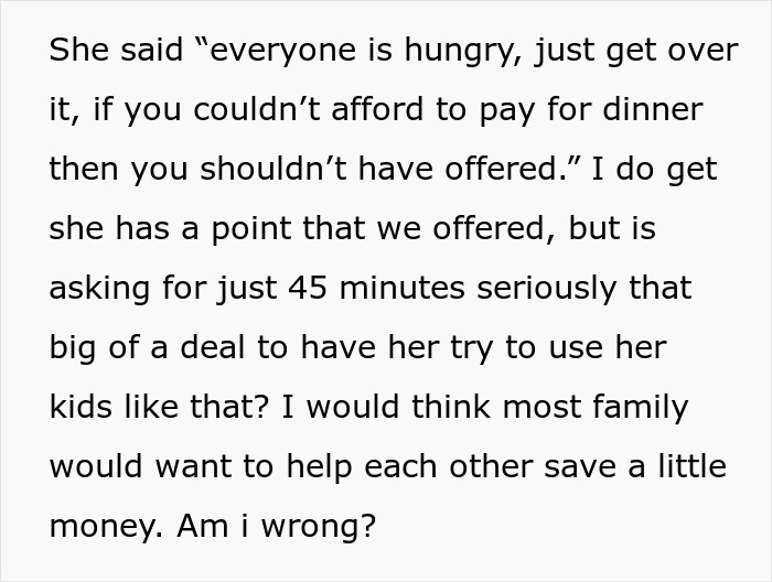 Text excerpt about a man wanting to save money on dinner with coupon and family disagreement over being cheap. Text excerpt about a man wanting to save money on dinner with coupon and family disagreement over being cheap.