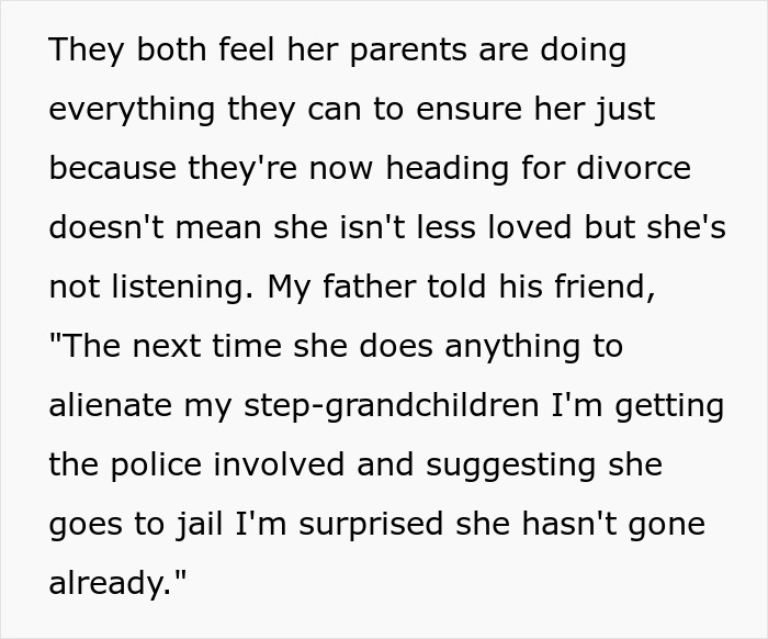 Text excerpt discussing family conflicts involving a friend, stepdaughter, and issues during a pool party event.