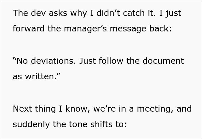 Text screenshot showing a conversation about restrictive testing instructions causing issues during exploratory testing and bug reporting. Text screenshot showing a conversation about restrictive testing instructions causing issues during exploratory testing and bug reporting.