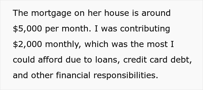 Man contributes 2K toward girlfriend’s mortgage but moves out when her ex becomes a new roommate in their house. Man contributes 2K toward girlfriend’s mortgage but moves out when her ex becomes a new roommate in their house.
