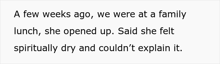 Text on image describing a Christian woman struggling to understand her niece using therapy for spiritual and emotional support.
