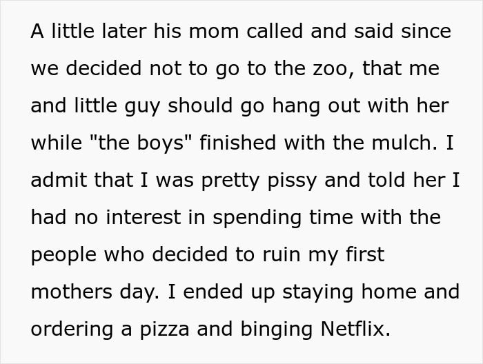 Man skips wife&rsquo;s first Mother&rsquo;s Day to hang out with his mom, feeling hurt and choosing to stay home instead.